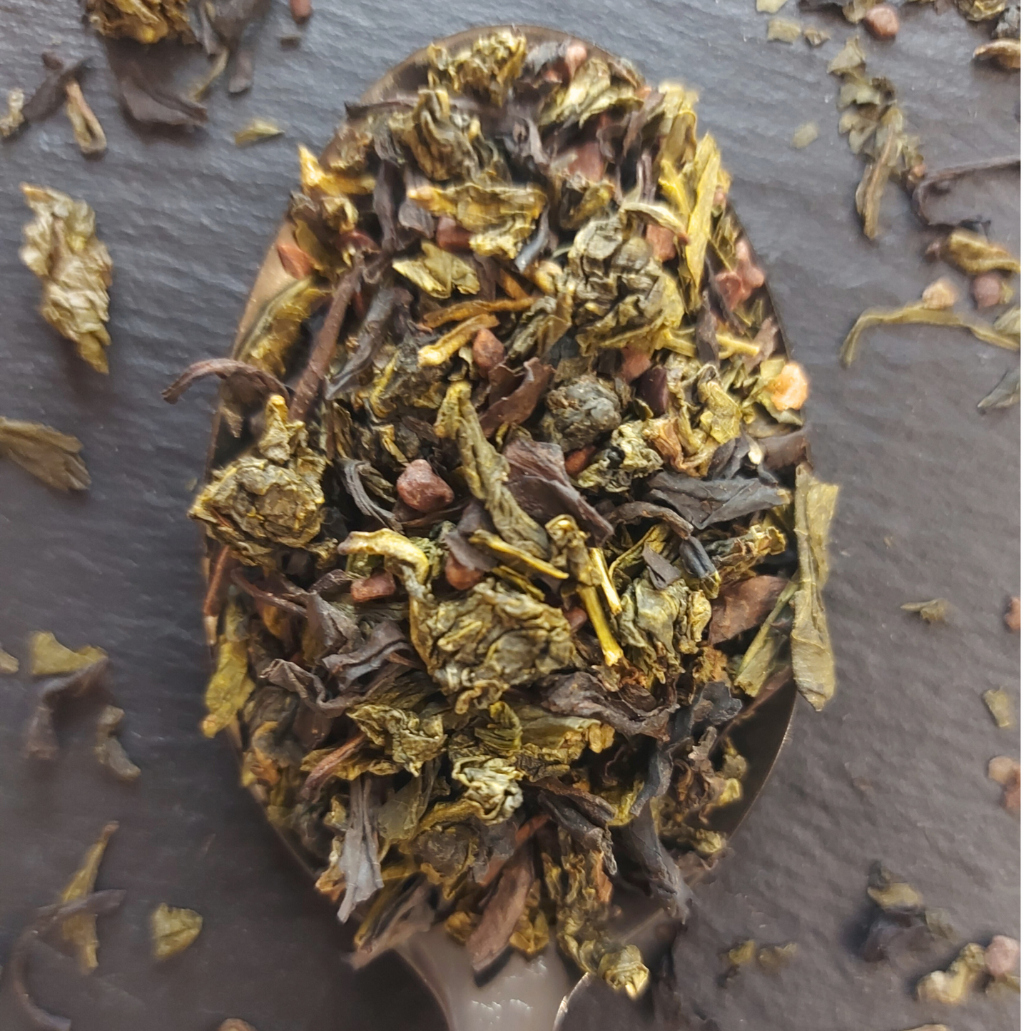 Cuillère de thé vert et thé Oolong saveur poire chocolat