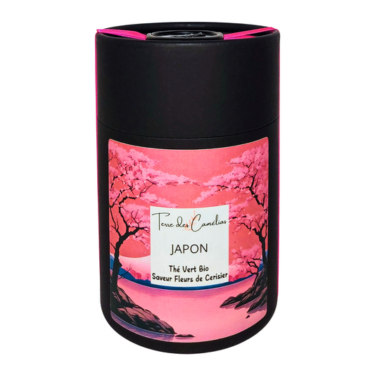 Boîte de Thé vert bio du Japon saveur fleurs de cerisier